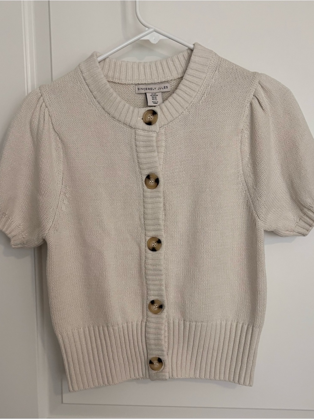 Sincerly Jules Cream Short-Sleeve Cardigan NWOT